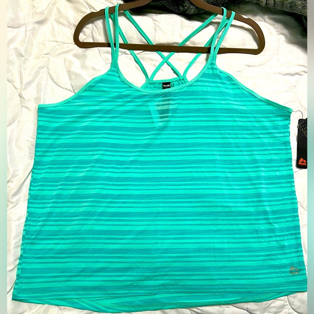 RBX Sheer Aqua Blue/Green Workout Top